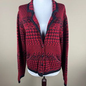 Coldwater Creek Long Sleeve Wool Blend Cardigan Sweater Petite Size PXL Red